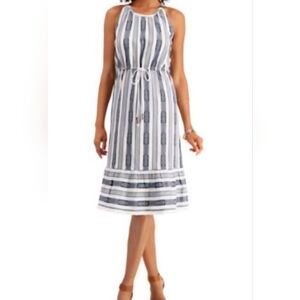 Style & Co. Navy and White Patterned Top